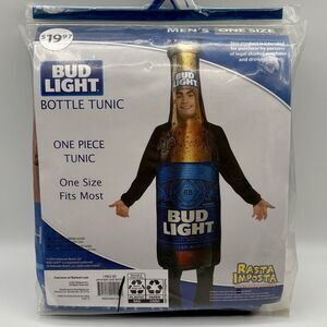 Bud Light Beer Bottle Tunic Halloween Costume Blue New In package Adult One Size